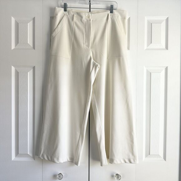 Max Studio London Wide Leg Culotte Pants XL Off White Stretch Pull On Minimalist - Picture 1 of 12
